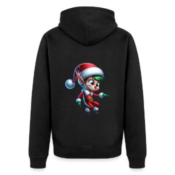 Lustiger Elf Tanzt Weihnachten - Unisex Premium Bio Zip Hoodie - Schwarz - Hinten - Nico (187cm)