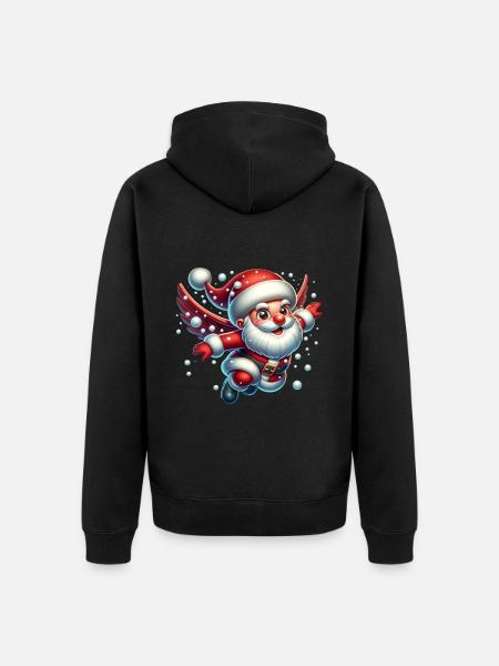 Weihnachtsmann Schneebälle - Unisex Premium Bio Zip Hoodie - Schwarz