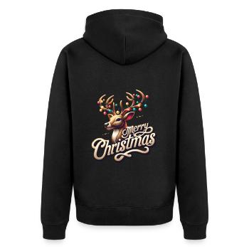 Merry Christmas Reindeer Xmas - Unisex Premium Organic Zip Hoodie - black - Back - Nico (187cm)