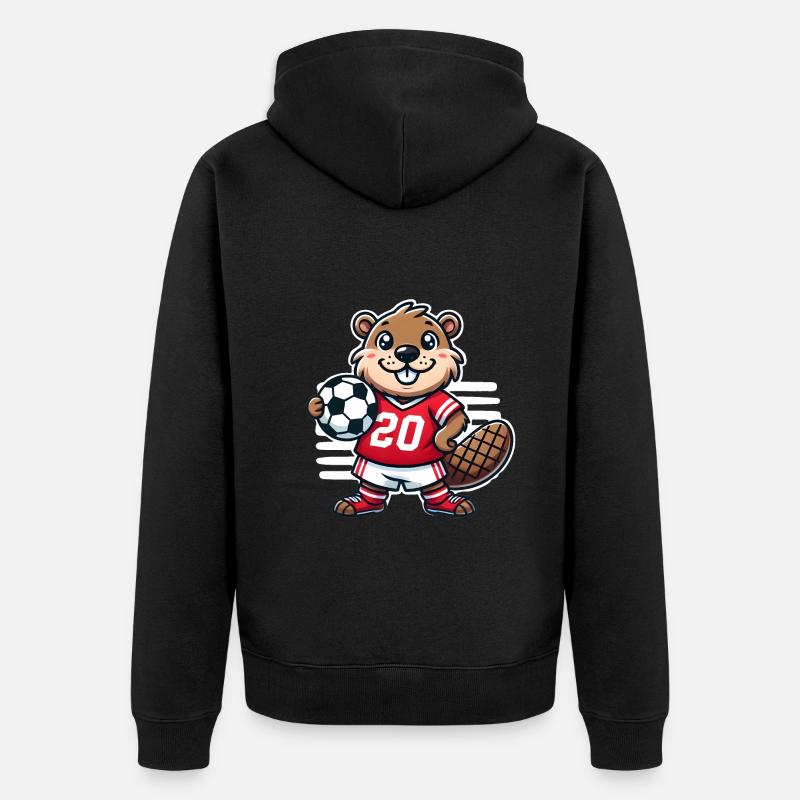 conception de mascotte de football de castor joyeux - Veste à capuche bio Premium Unisexe - noir