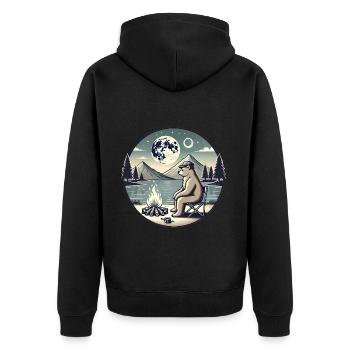Bear Camping by the Lake at Night - Unisex Premium Organic Zip Hoodie - black - Back - Nico (187cm)