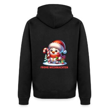 Schneemann Frohe Weihnachten Weihnachtsfeier - Unisex Premium Bio Zip Hoodie - Schwarz - Hinten - Nico (187cm)