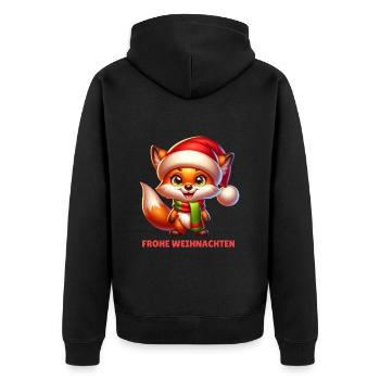 Frohe Weihnachten Lustiger Fuchs - Unisex Premium Bio Zip Hoodie - Schwarz - Hinten - Nico (187cm)