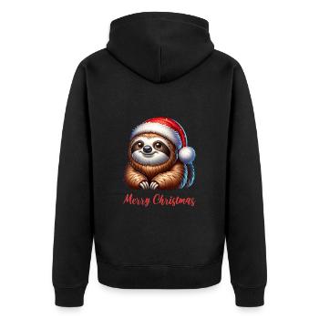 Merry Christmas Sloth Christmas Xmas - Unisex Premium Organic Zip Hoodie - black - Back - Nico (187cm)