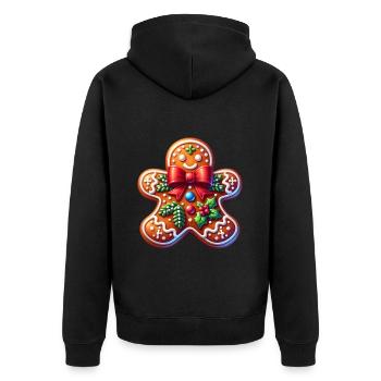 Lebkuchen Weihnachtsgeschenk - Unisex Premium Bio Zip Hoodie - Schwarz - Hinten - Nico (187cm)