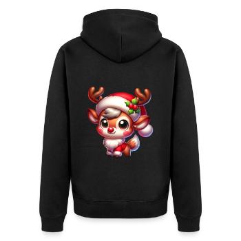 Noël Renne Cerf Bois Noël Doux - Veste à capuche bio Premium Unisexe - noir - Dos - Nico (187cm)