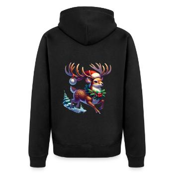 Weihnachts Rentier Geweih Xmas Comic - Unisex Premium Bio Zip Hoodie - Schwarz - Hinten - Nico (187cm)