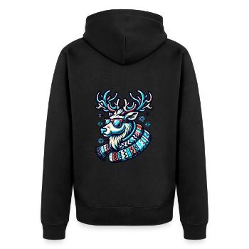 Weihnachts Hirsch Cool Weihnachtsfeier - Unisex Premium Bio Zip Hoodie - Schwarz - Hinten - Nico (187cm)