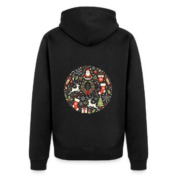 Festliches Weihnachtskreis-Design - Unisex Premium Bio Zip Hoodie - Schwarz - Hinten - Nico (187cm)
