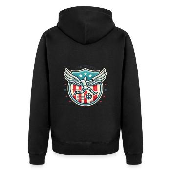 USA Fußball Abzeichen mit Flügeln Design - Unisex Premium Bio Zip Hoodie - Schwarz - Hinten - Nico (187cm)