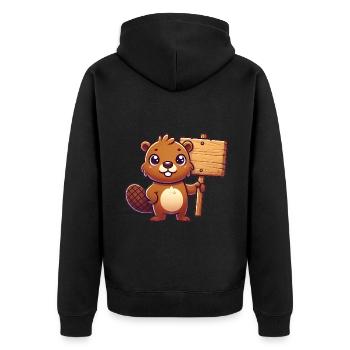 Adorable castor avec conception de panneau vierge - Veste à capuche bio Premium Unisexe - noir - Dos - Nico (187cm)