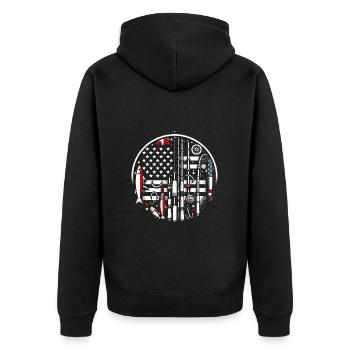 Canne à pêche American Flag Design - Veste à capuche bio Premium Unisexe - noir - Dos - Nico (187cm)
