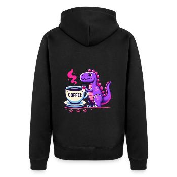 Purple Dino dégustant un café - Veste à capuche bio Premium Unisexe - noir - Dos - Nico (187cm)