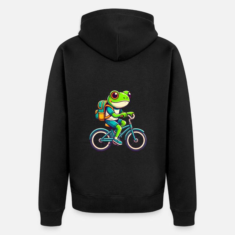 Grenouille sur vélo Adventure Design - Veste à capuche bio Premium Unisexe - noir