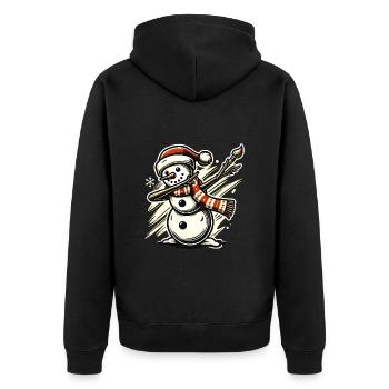 Dabbing Snowman Festive Christmas Design - Unisex Premium Organic Zip Hoodie - black - Back - Nico (187cm)