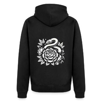 Elegantes Schlangenflorales Vektor-Design - Unisex Premium Bio Zip Hoodie - Schwarz - Hinten - Nico (187cm)