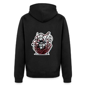 Funny Tangled Fishing Line Cartoon - Unisex Premium Organic Zip Hoodie - black - Back - Nico (187cm)