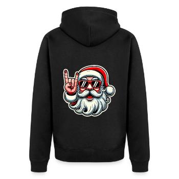Rock On Santa Funny Christmas Design - Unisex Premium Organic Zip Hoodie - black - Back - Nico (187cm)