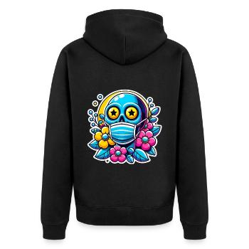 Toter Innerer Schädel mit Regenbogenblumen - Unisex Premium Bio Zip Hoodie - Schwarz - Hinten - Nico (187cm)