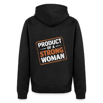 Product Of A Strong Woman 13 - Unisex Premium Bio Zip Hoodie - Schwarz - Hinten - Nico (187cm)