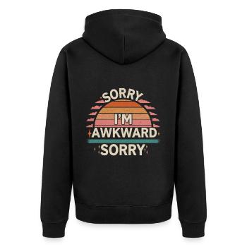 Sorry I'm Awkward Sorry 19 - Unisex Premium Bio Zip Hoodie - Schwarz - Hinten - Nico (187cm)