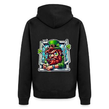 Fenêtre de la Saint-Patrick du lutin - Veste à capuche bio Premium Unisexe - noir - Dos - Nico (187cm)