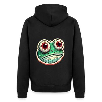 Funny Frog Lover Vintage Illustration - Unisex Premium Organic Zip Hoodie - black - Back - Nico (187cm)
