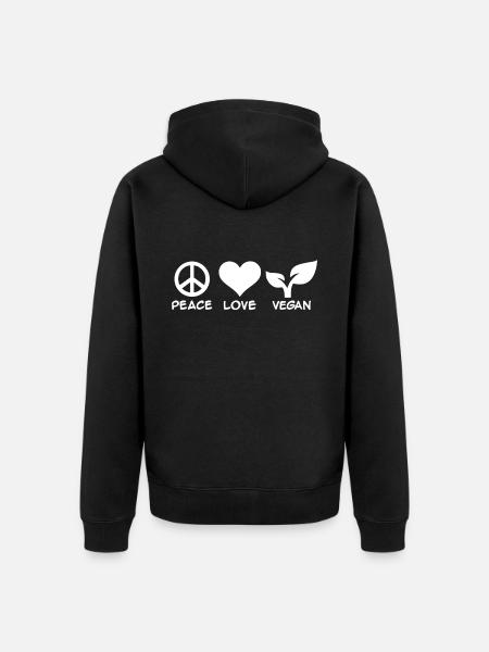 Peace Love Vegan - Unisex Premium Organic Zip Hoodie - black