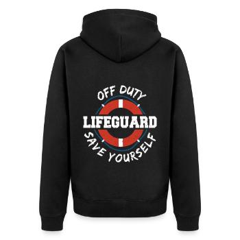 Off Duty Lifeguard Save Yourself - Water Sports - Unisex Premium Organic Zip Hoodie - black - Back - Nico (187cm)