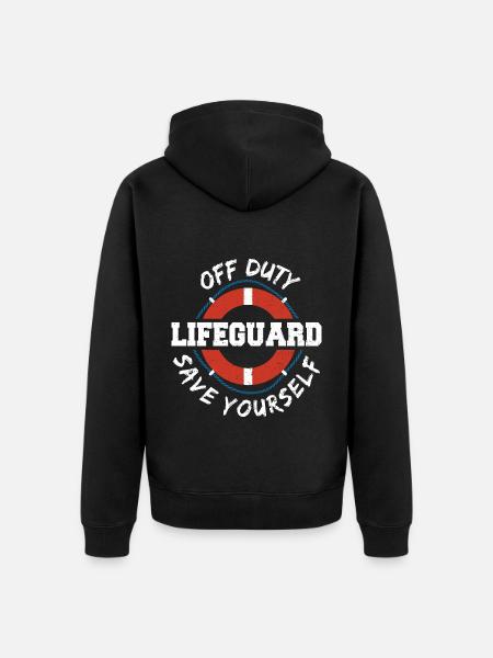 Off Duty Lifeguard Save Yourself - Watersport - Uniseks Premium bio ziphoodie - zwart