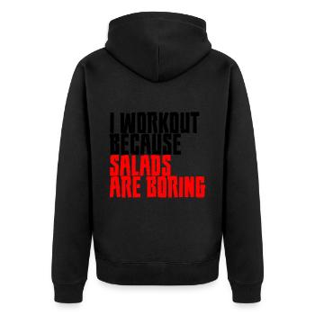 Je m’entraîne parce que les salades sont ennuyeuses 4 - Veste à capuche bio Premium Unisexe - noir - Dos - Nico (187cm)