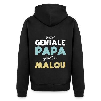 Dieser Geniale Papa Gehört Zu Malou - Unisex Premium Bio Zip Hoodie - Schwarz - Hinten - Nico (187cm)