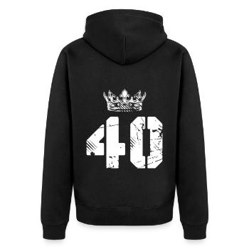 40 Zahl Krone - Unisex Premium Bio Zip Hoodie - Schwarz - Hinten - Nico (187cm)