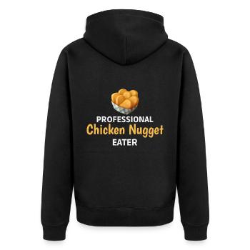 Chicken Nuggets Fast Food Lustiger Spruch - Unisex Premium Bio Zip Hoodie - Schwarz - Hinten - Nico (187cm)