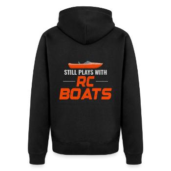 Rc Boat Racing Electric Powerboat Speedboat Race - Unisex Premium Organic Zip Hoodie - black - Back - Nico (187cm)