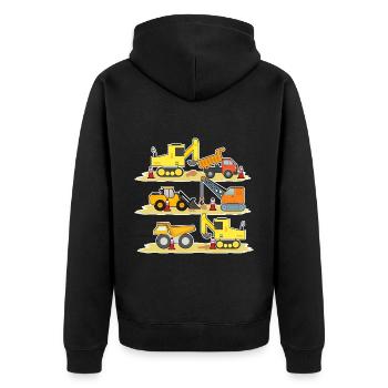 Bagger Baustelle Bauarbeiter Bau Truck I Geschenk - Unisex Premium Bio Zip Hoodie - Schwarz - Hinten - Nico (187cm)