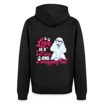 Cocker Spaniel Love Is Wet Nose Waving Tail - Unisex Premium Organic Zip Hoodie - black - Back - Nico (187cm)