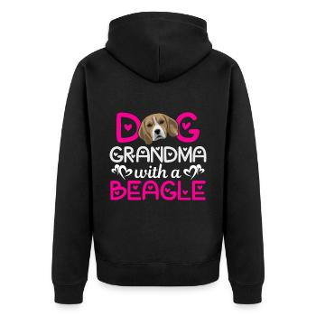 Hund Oma Mit Beagle Lustige Hundehalter Liebhaber - Unisex Premium Bio Zip Hoodie - Schwarz - Hinten - Nico (187cm)