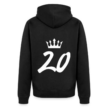 Couronne de 20 chiffres - Veste à capuche bio Premium Unisexe - noir - Dos - Nico (187cm)