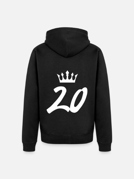 20 number crown - Unisex Premium Organic Zip Hoodie - black