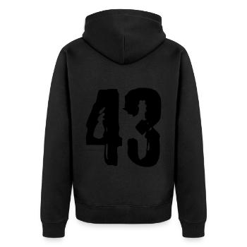 Maillot numéro 43 - Veste à capuche bio Premium Unisexe - noir - Dos - Nico (187cm)