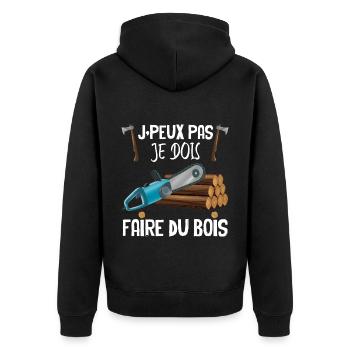 Faire du bois Garde Forestier métier Bois - Veste à capuche bio Premium Unisexe - noir - Dos - Nico (187cm)
