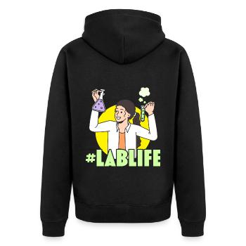 #LabLife Biologe Wissenschaft Lehrer Biologie Majo - Unisex Premium Bio Zip Hoodie - Schwarz - Hinten - Nico (187cm)