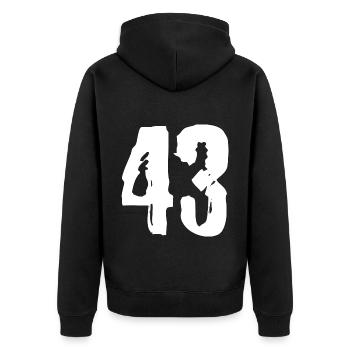 Maillot numéro 43 - Veste à capuche bio Premium Unisexe - noir - Dos - Nico (187cm)