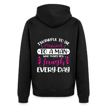 Valentins Tag Beziehung Liebes Spruch - Unisex Premium Bio Zip Hoodie - Schwarz - Hinten - Nico (187cm)