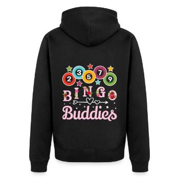 Bingo Buddies Funny Bingo Couple Lucky Game - Unisex Premium Bio Zip Hoodie - Schwarz - Hinten - Nico (187cm)