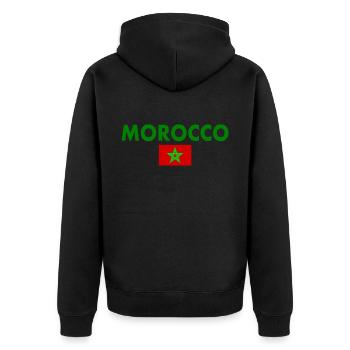 Marokko - Unisex Premium Bio Zip Hoodie - Schwarz - Hinten - Nico (187cm)