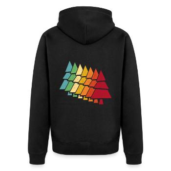 Retro Advent Elves Vintage Christmas Tree - Unisex Premium Organic Zip Hoodie - black - Back - Nico (187cm)