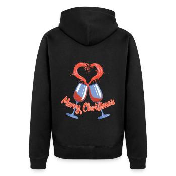 Frohe Weihnachten süßes Herz Cheers Weinglas Weihnachten - Unisex Premium Bio Zip Hoodie - Schwarz - Hinten - Nico (187cm)