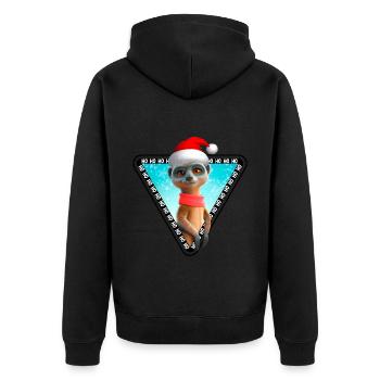Erdmännchen X-Mas Meerkat Weihnachten - Unisex Premium Bio Zip Hoodie - Schwarz - Hinten - Nico (187cm)